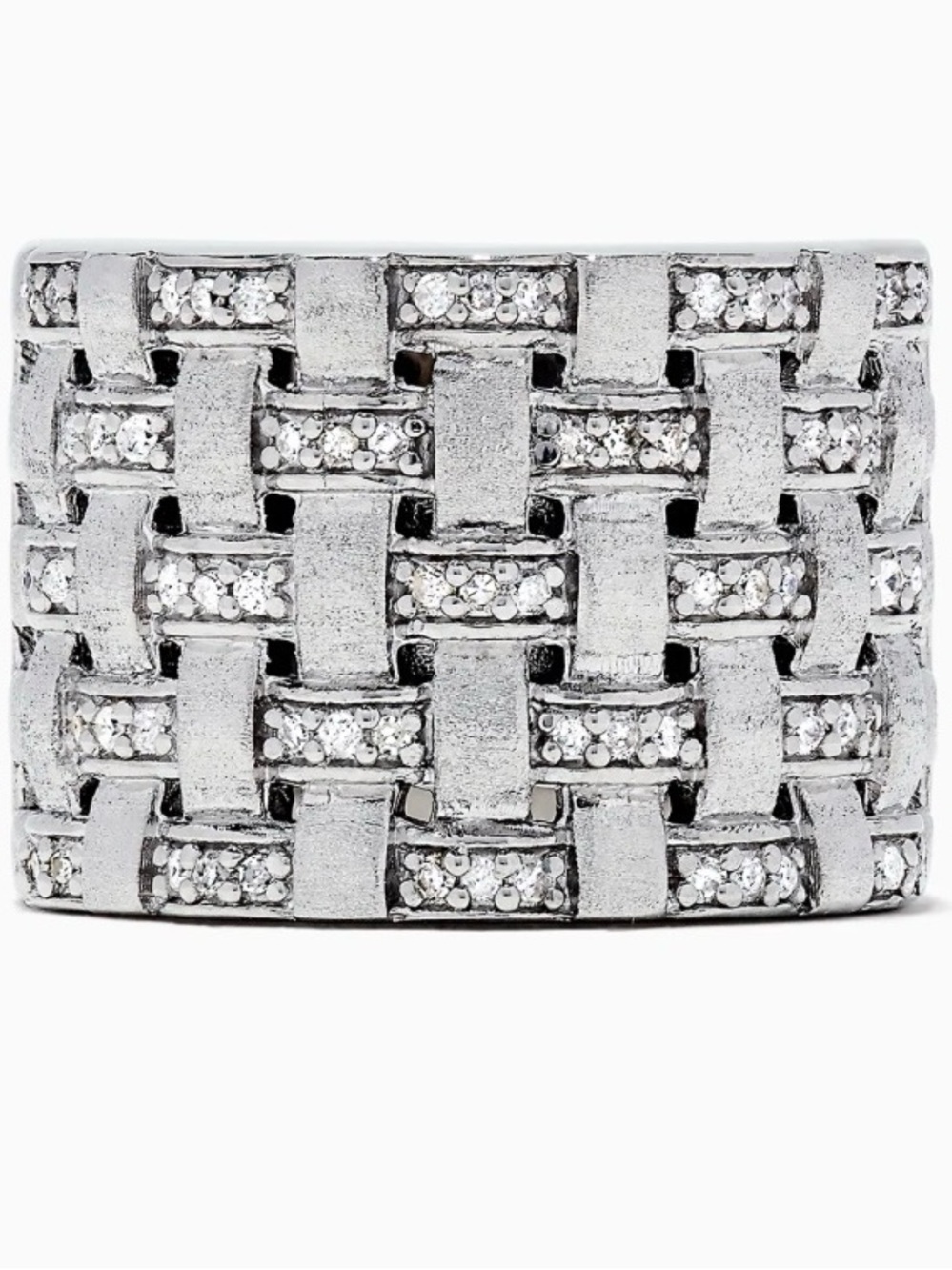 Effy 925 Sterling Silver Diamond Basket Weave Ring, 0.34 TCW